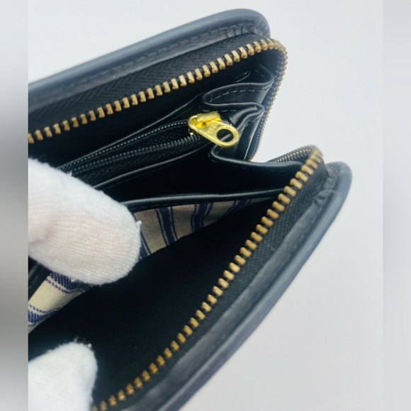 Vintage Coach Zip Around Compact Clutch 6901 Black Leather Wallet Organizer - Picture 11 of 16